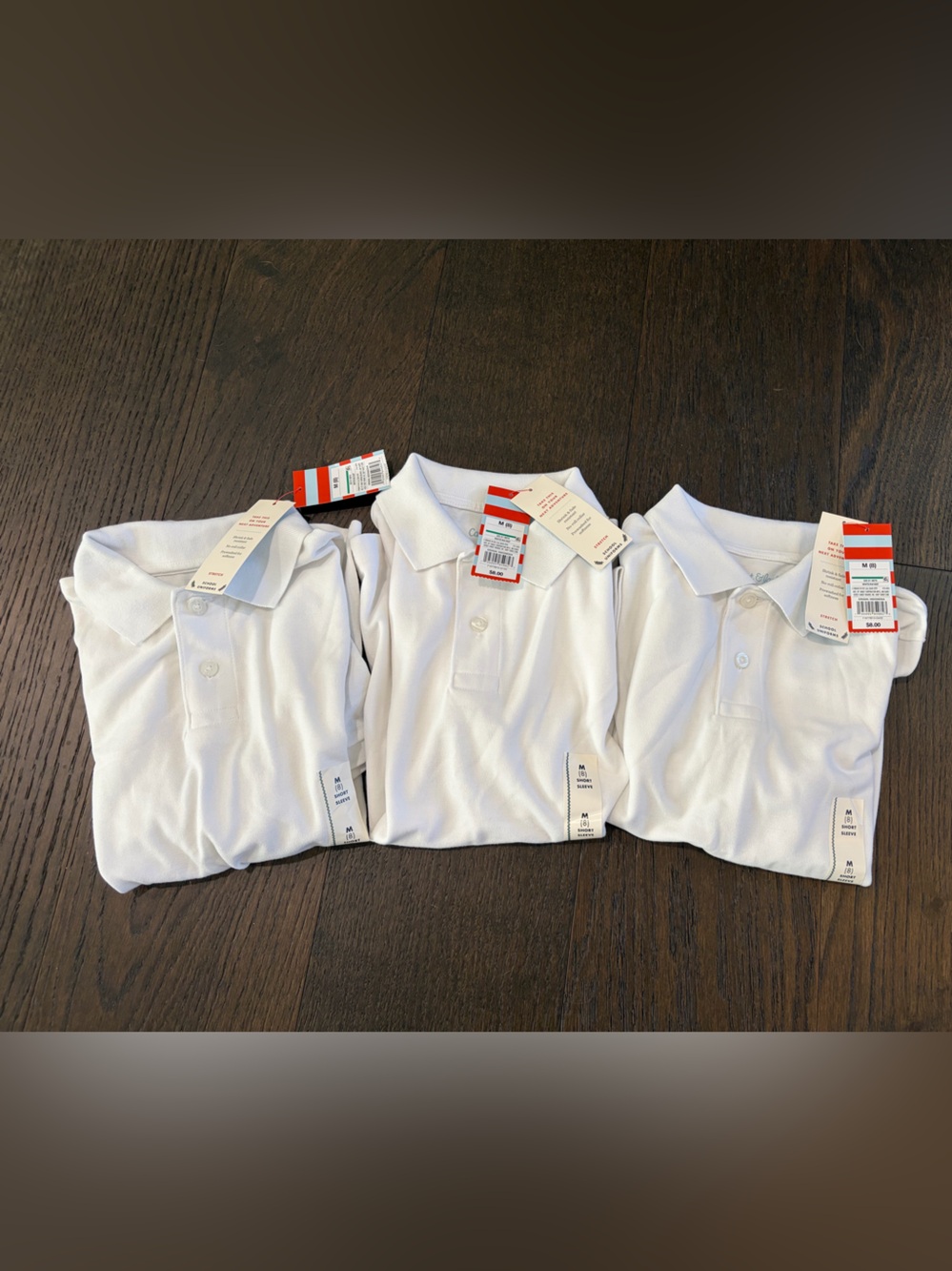 Lot of 3 Cat & Jack White Polo Shirts. New with tags. Boys Size 8.